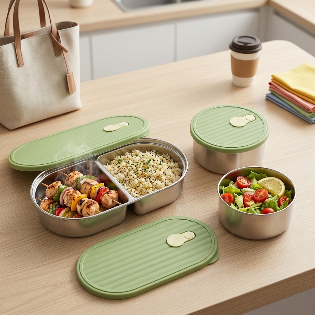 مجموعة علب غداء من الفولاذ الم - مراجعة Meal Prep Kinder وسعره